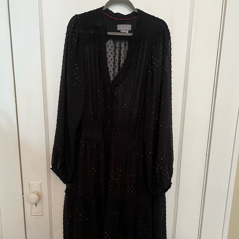 Anthropologie 24W black sheer button down dress - Picture 4 of 7